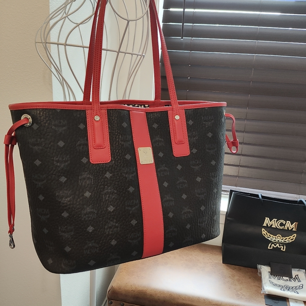MCM Black and Red Tote Bag
